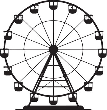 Beautiful black Ferris wheel silhouette vector illustration