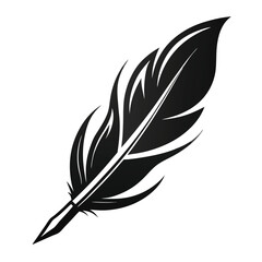 Fototapeta premium Elegant Black and White Feather Illustrations, Hand-Drawn Feather Designs in Black and White, Stylized Feather Clipart Collection.