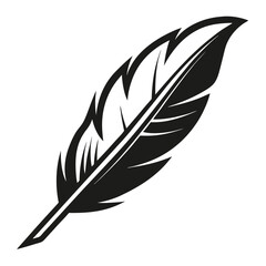 Fototapeta premium Elegant Black and White Feather Illustrations, Hand-Drawn Feather Designs in Black and White, Stylized Feather Clipart Collection.