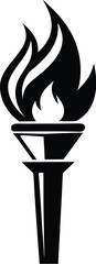 Flame torch silhouette, Burning flame torch icon vector illustration on a white background