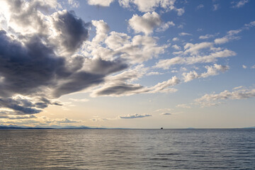 Scenic Cloudscape Over Ocean Waters on West Coast of British Columbia, Canada