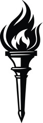 Flame torch silhouette, Burning flame torch icon vector illustration on a white background