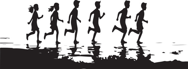 Children running vector illustration