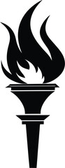 Flame torch silhouette, Burning flame torch icon vector illustration on a white background