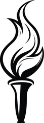 Flame torch silhouette, Burning flame torch icon vector illustration on a white background