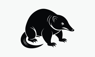 Mole silhouette, Burrowing animal vector, Small mammal icon, Wildlife illustration design