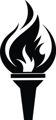 Flame torch silhouette, Burning flame torch icon vector illustration on a white background
