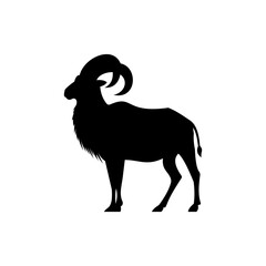 cute black and white goat vector silhouette illustration, eid al-adha mascot