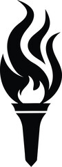 Flame torch silhouette, Burning flame torch icon vector illustration on a white background