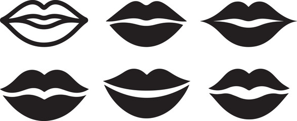 Lips icon bundle vector illustration