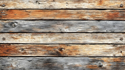 Obraz premium Weathered Brown and Gray Horizontal Wooden Planks Texture