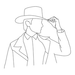 Cowboy line art vector design. Cowboy outline illustration design.