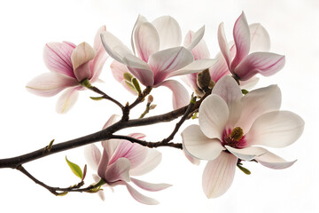 Obraz premium Elegant Pink and White Magnolia Blossoms on Branch