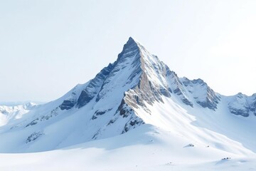 Fototapeta premium Snow covered mountain peak, pristine white backdrop, height, hill, elevation