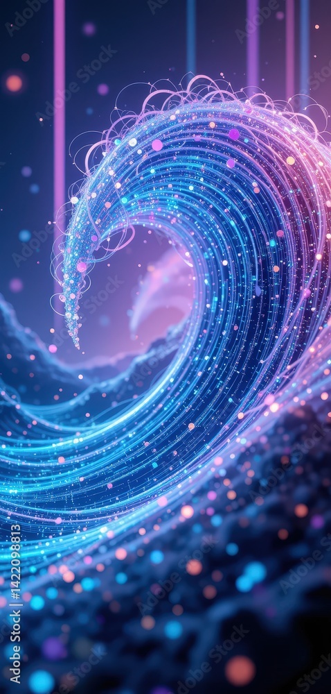 Poster a mesmerizing abstract background featuring flowing waves in various shades of blue, creating a sens