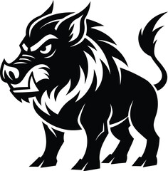 Wild boar silhouette, silhouette of the wild boar isolated on white background