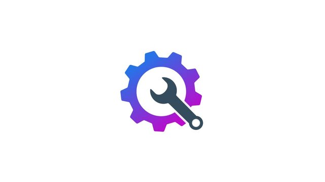 Cogwheel gear icon rotating animation video.Gears, animated, rotating gears, circle, wheel, loop animation, colorful flat 2d motion graphics icon for video content and web. Transparent background