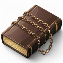 Brown Leather Book Bound with Heavy Chains and Padlock