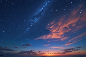Fototapeta premium A stunning view of the milky way galaxy over a landscape at dusk with a colorful sky above it all