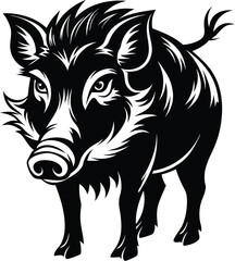 Wild boar silhouette, silhouette of the wild boar isolated on white background