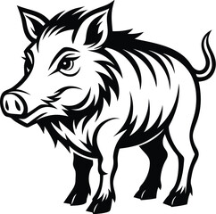 Wild boar silhouette, silhouette of the wild boar isolated on white background