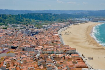 The Portuguese town of Nazaré, which is famous among surfers for its waves