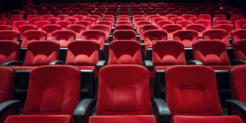 Fototapeta premium Empty Red Cinema Seats: Awaiting the Show