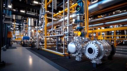 Industrial Pipe with Yellow Valve Showcasing Functionality and Strength