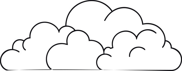 Obraz premium Black outline drawing of fluffy clouds. Vector illustration