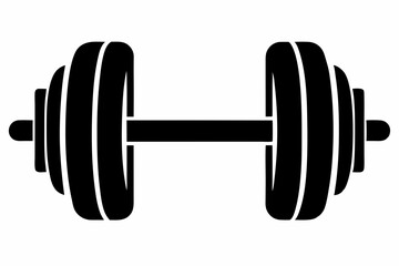 gym dumbbell silhouette black vector