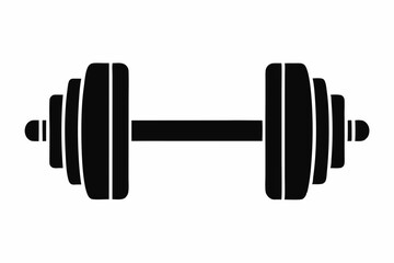 gym dumbbell silhouette black vector