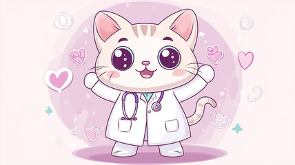 Cute Cat characters who has a profession as a doctor.