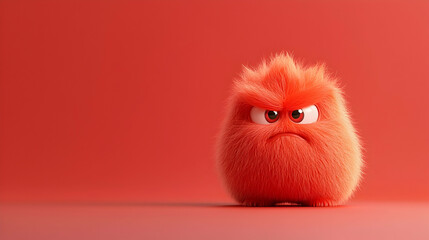 Angry Red Furry Monster Cartoon Illustration