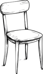 Black and white sketch of a vintage wooden chair with detailed illustration. Vector illustration