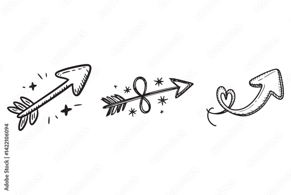 Poster Hand-drawn arrow graphics set for design elements