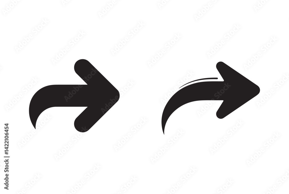 Poster two stylized right-pointing arrows for navigation or direction.