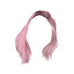 Pink hair wig isolated on white background