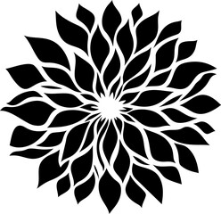 Fototapeta premium Abstract black floral pattern with symmetrical leaf design in vector silhouette. Vector illustration