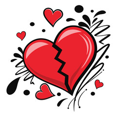 Broken Heart with Artistic Elements – Emotional Symbol of Love and Loss