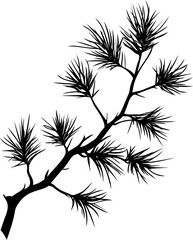 Obraz premium Silhouette of pine branch with needles, elegant nature art. Vector illustration