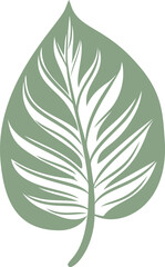 Green leaf with white vein pattern on a simplistic design background. Vector illustration