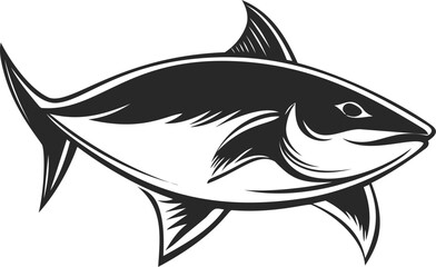 Obraz premium Black and white illustration of a tuna fish with detailed line art. Vector illustration