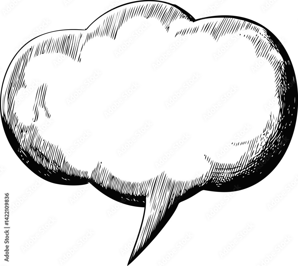 Poster hand-drawn speech bubble with empty space for text in black and white style. vector illustration