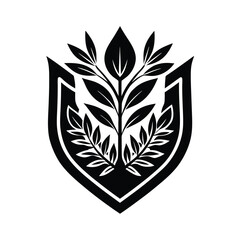 botanical floral herb crest logo vector art silhouette