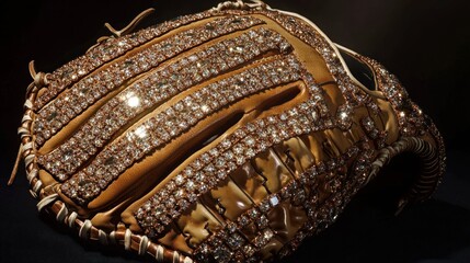 Fototapeta premium Luxury baseball glove adorned with lavish crystals