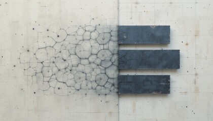 Artistic deconstruction of concrete panels urban landscape abstract art modern architecture aerial view visual contrast and texture