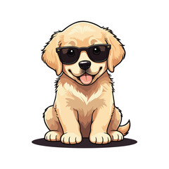 Cute Golden Retriever Dog Sitting Cartoon Vector Icon Illustration Animal Nature Icon Isolated Flat