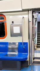 Fototapeta premium blue seat in modern public transportation vehicle
