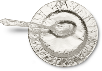 Kitchen appliances are wrapped in foil