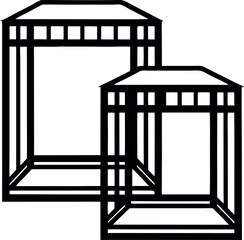 A high resolution silhouette black Nesting tables vector art illustration.